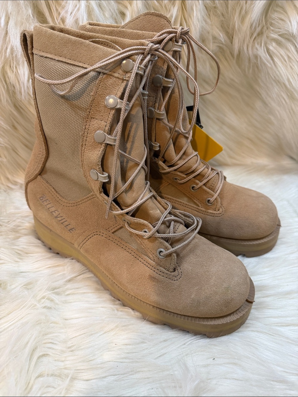 NWT Belleville Women's Tan Lace-Up Tactical Boots -Size 6W